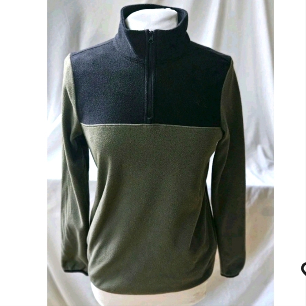 The North Face Fleece 1/4 Zip Pullover Black Olive Green Long Sleeve Wmn's Small